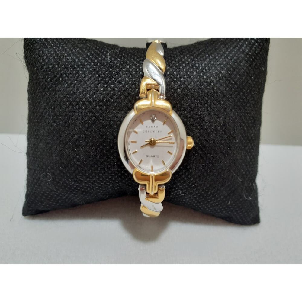 Vintage Sarah Coventry Ladies Wristwatch Silver and Gold Tone Japan Movement